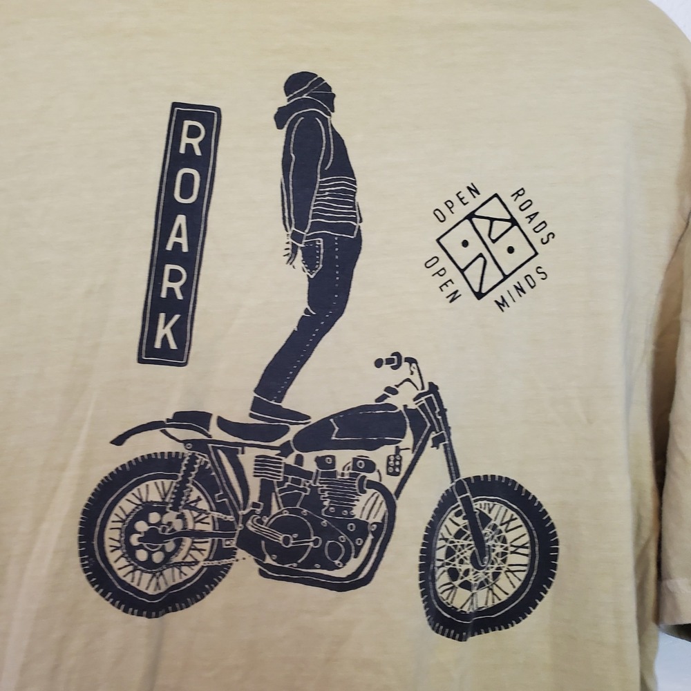 Roark Revival Mens Open Roads Open Minds Motorcycle Graphic Tee Yellow Large